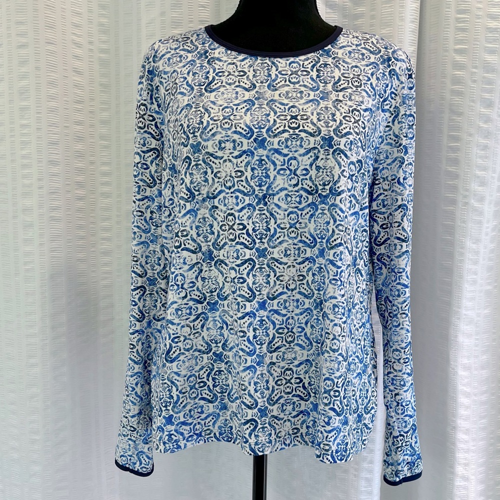 Lands End Women’s Rash Guard Swim Shirt - EUC - Size L/P (14-16) UPF 50